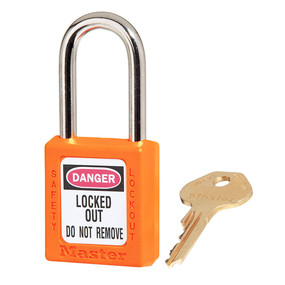 Orange Zenex™ Thermoplastic Safety Padlock, 1-1/2in (38mm) Wide With 1-1/2in (38mm) Tall Shackle