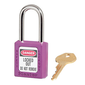 Purple Zenex™ Thermoplastic Safety Padlock, 1-1/2in (38mm) Wide With 1-1/2in (38mm) Tall Shackle