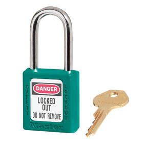 Teal Zenex™ Thermoplastic Safety Padlock, 1-1/2in (38mm) Wide With 1-1/2in (38mm) Tall Shackle