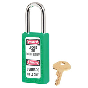 Green Zenex™ Thermoplastic Safety Padlock, 1-1/2in (38mm) Wide With 1-1/2in (38mm) Shackle