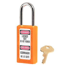 Orange Zenex™ Thermoplastic Safety Padlock, 1-1/2in (38mm) Wide With 1-1/2in (38mm) Tall Shackle
