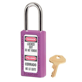 Purple Zenex™ Thermoplastic Safety Padlock, 1-1/2in (38mm) Wide With 1-1/2in (38mm) Tall Shackle