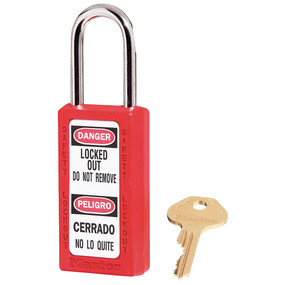 Red Zenex™ Thermoplastic Safety Padlock, 1-1/2in (38mm) Wide With 1-1/2in (38mm) Tall Shackle
