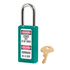 Teal Zenex™ Thermoplastic Safety Padlock, 1-1/2in (38mm) Wide With 1-1/2in (38mm) Tall Shackle