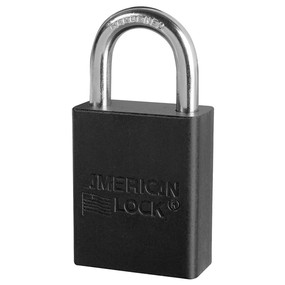 Black Anodized Aluminum Safety Padlock, 1-1/2in (38mm) Wide With 1in (25mm) Tall Shackle, 6-Pin Cylinder