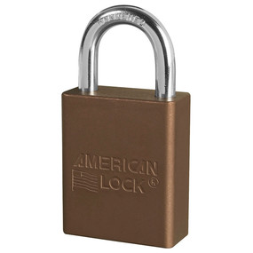 Brown Anodized Aluminum Safety Padlock, 1-1/2in (38mm) Wide With 1in (25mm) Tall Shackle, 6-Pin Cylinder, Master Keyed