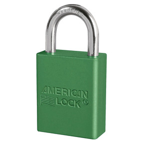 Green Anodized Aluminum Safety Padlock, 1-1/2in (38mm) Wide With 1in (25mm) Tall Shackle, 6-Pin Cylinder