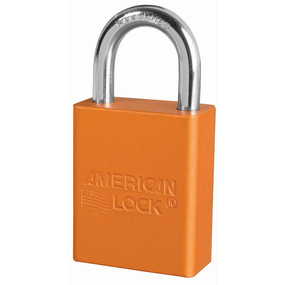 Orange Anodized Aluminum Safety Padlock, 1-1/2in (38mm) Wide With 1in (25mm) Tall Shackle, 6-Pin Cylinder