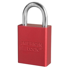 Red Anodized Aluminum Safety Padlock, 1-1/2in (38mm) Wide With 1in (25mm) Tall Shackle, 6-Pin Cylinder
