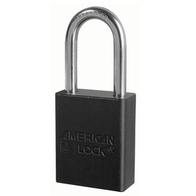 Black Anodized Aluminum Safety Padlock, 1-1/2in (38mm) Wide With 1-1/2in (38mm) Tall Shackle, 6-Pin Cylinder