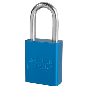 Blue Anodized Aluminum Safety Padlock, 1-1/2in (38mm) Wide With 1-1/2in (38mm) Tall Shackle, 6-Pin Cylinder