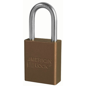 Brown Anodized Aluminum Safety Padlock, 1-1/2in (38mm) Wide With 1-1/2in (38mm) Tall Shackle, 6-Pin Cylinder