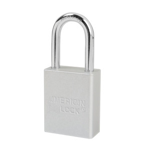 Silver Anodized Aluminum Safety Padlock, 1-1/2in (38mm) Wide With 1-1/2in (38mm) Tall Shackle, 6-Pin Cylinder, Keyed Alike Master Keyed