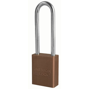 Brown Anodized Aluminum Safety Padlock, 1-1/2in (38mm) Wide With 3in (76mm) Tall Shackle, 6-Pin Cylinder, Keyed Alike