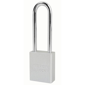 Silver Anodized Aluminum Safety Padlock, 1-1/2in (38mm) Wide With 3in (76mm) Tall Shackle, 6-Pin Cylinder, Keyed Alike Master Keyed