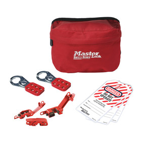 Lockout Pouch With Basic Electrical Device Assortment. Locks Not Included.