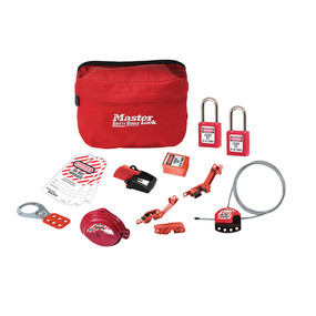 Lockout Pouch With Standard Valve And Electrical Device Assortment And Two Zenex™ Thermoplastic Padlocks