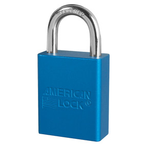 Blue Anodized Aluminum Safety Padlock, 1-1/2in (38mm) Wide With1in (25mm) Tall Shackle, Key Retaining Safety Exclusive Cylinder
