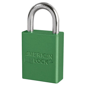 Green Anodized Aluminum Safety Padlock, 1-1/2in (38mm) Wide With1in (25mm) Tall Shackle, Key Retaining Safety Exclusive Cylinder