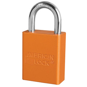 Orange Anodized Aluminum Safety Padlock, 1-1/2in (38mm) Wide With1in (25mm) Tall Shackle, Key Retaining Safety Exclusive Cylinder