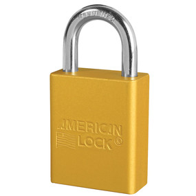 Yellow Anodized Aluminum Safety Padlock, 1-1/2in (38mm) Wide With1in (25mm) Tall Shackle, Key Retaining Safety Exclusive Cylinder