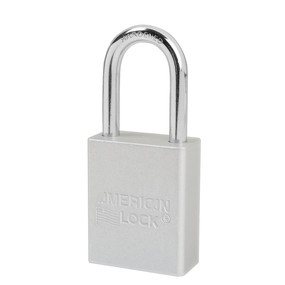 Silver Anodized Aluminum Safety Padlock, 1-1/2in (38mm) Wide With1-1/2in (38mm) Tall Shackle, Key Retaining Safety Exclusive Cylinder
