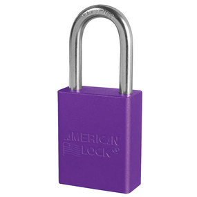 Purple Anodized Aluminum Safety Padlock, 1-1/2in (38mm) Wide With1-1/2in (38mm) Tall Shackle, Key Retaining Safety Exclusive Cylinder