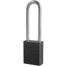 Black Anodized Aluminum Safety Padlock, 1-1/2in (38mm) Wide With3in (76mm) Tall Shackle, Key Retaining Safety Exclusive Cylinder