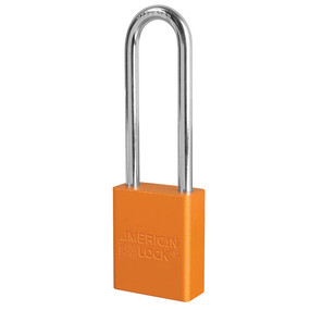 Orange Anodized Aluminum Safety Padlock, 1-1/2in (38mm) Wide With3in (76mm) Tall Shackle, Key Retaining Safety Exclusive Cylinder