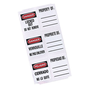 Write-On Padlock Labels, North American English, Spanish And French