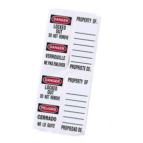 Write-On No 411 Padlock Labels, English/Spanish & English/French