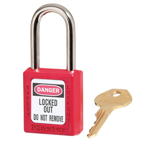 Red Zenex™ Thermoplastic Safety Padlock, 1-1/2in (38mm) Wide With 1-1/2in (38mm) Tall Shackle