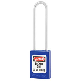 Blue Zenex™ Thermoplastic Safety Padlock, 1-3/8in (35mm) Wide With 3in (76mm) Shackle Stainless Steel Shackle, Key Retaining