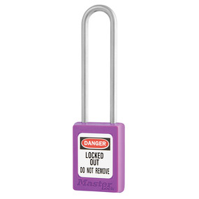 Purple Zenex™ Thermoplastic Safety Padlock, 1-3/8in (35mm) Wide With 3in (76mm) Shackle Stainless Steel Shackle, Key Retaining