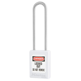 White Zenex™ Thermoplastic Safety Padlock, 1-3/8in (35mm) Wide With 3in (76mm) Shackle Stainless Steel Shackle, Key Retaining