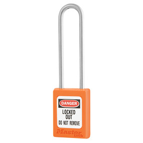 Orange Zenex™ Thermoplastic Safety Padlock, 1-3/8in (35mm) Wide With 3in (76mm) Shackle Stainless Steel Shackle, Non-Key Retaining